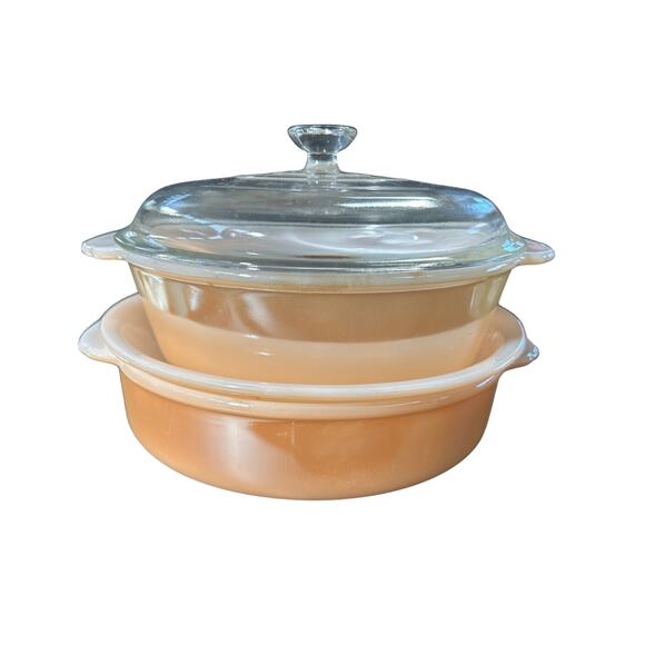 c1950 NEW Fire King 11 piece with stickers Copper Tint bakeware set - Picture 15 of 16